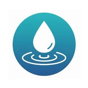 Logo featuring a white water droplet creating ripples, set against a teal gradient circle, symbolizing pressure washing Wilmington NC.